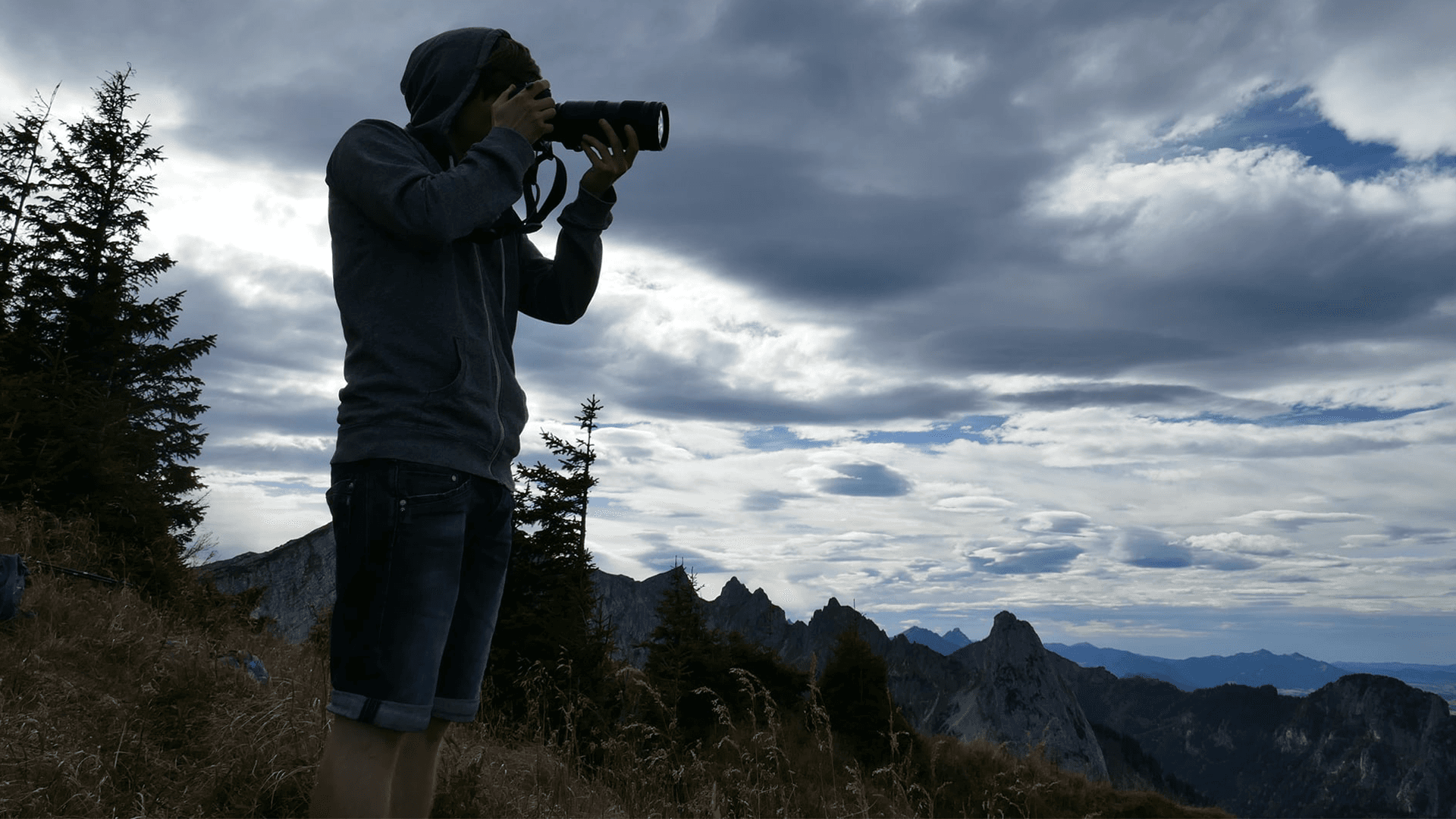 A man taking photos in nature